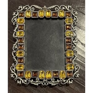 Two's Company Gold Amber Austrian Crystal Pewter Photo Frame 4 X 3 Free Standing